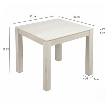 Jununa spisebord 80 cm - Lett hvitkalket - Møbler - Bord - Spisebord & kjøkkenbord