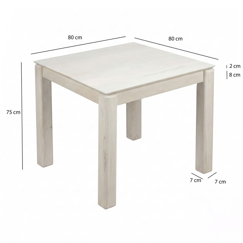 Jununa spisebord 80 cm - Lett hvitkalket - Møbler - Bord - Spisebord & kjøkkenbord