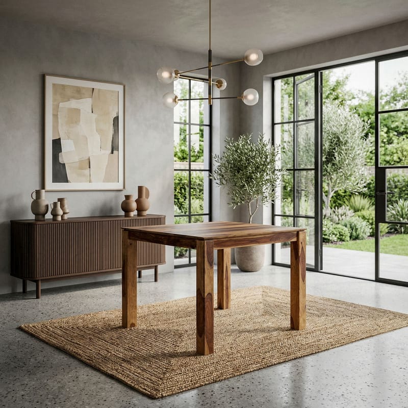 Jununa spisebord 80 cm - Varm brun med naturlig åremønster - Møbler - Bord - Spisebord & kjøkkenbord