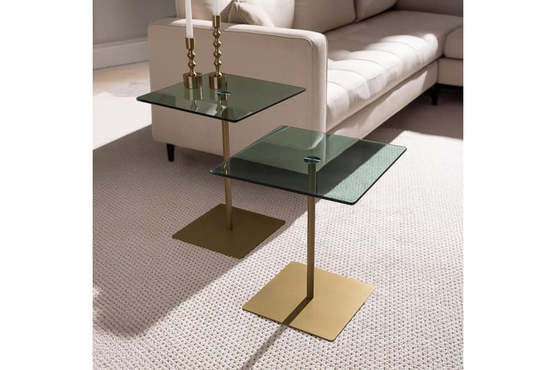 Kaffebordsett Challur Gull / Grønn - Gull / Grønn - Møbler - Bord - Sofabord & salongbord