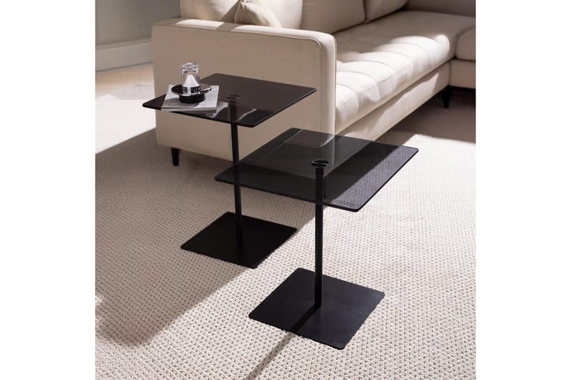 Kaffebordsett Challur Svart / Fume - Svart - Møbler - Bord - Sofabord & salongbord