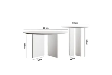 Kaffebordsett Glenure Hvit - Hvit - Møbler - Bord - Sofabord & salongbord