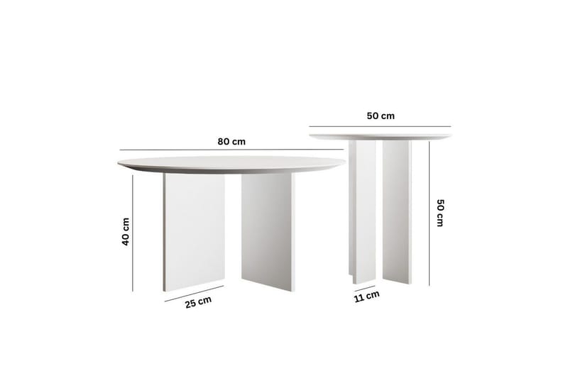 Kaffebordsett Glenure Hvit - Hvit - Møbler - Bord - Sofabord & salongbord