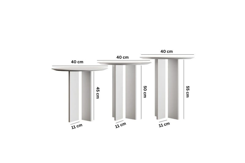 Kaffebordsett Glenure Hvit - Hvit - Møbler - Bord - Sofabord & salongbord