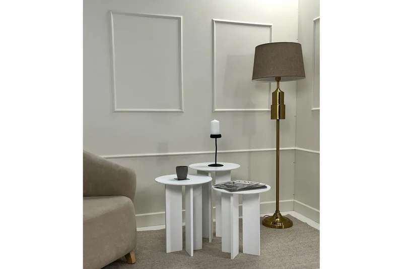 Kaffebordsett Glenure Hvit - Hvit - Møbler - Bord - Sofabord & salongbord