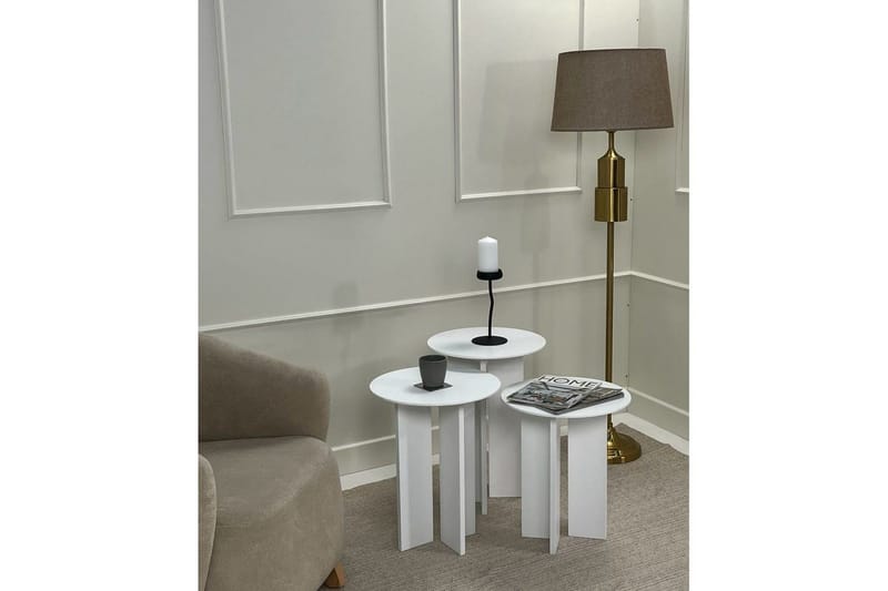 Kaffebordsett Glenure Hvit - Hvit - Møbler - Bord - Sofabord & salongbord