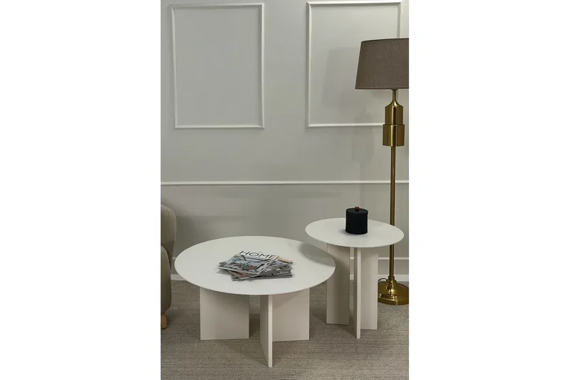 Kaffebordsett Glenure Krem - Krem - Møbler - Bord - Sofabord & salongbord