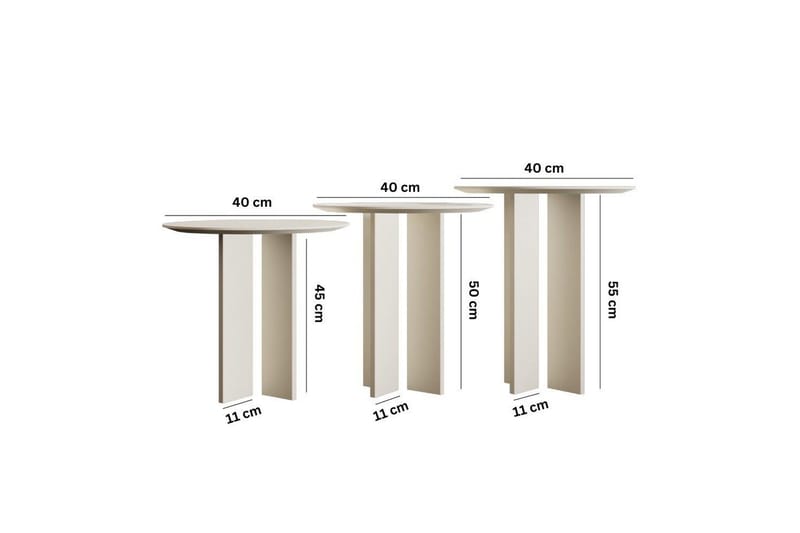 Kaffebordsett Glenure Krem - Krem - Møbler - Bord - Sofabord & salongbord