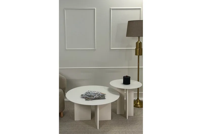 Kaffebordsett Glenure Krem - Krem - Møbler - Bord - Sofabord & salongbord