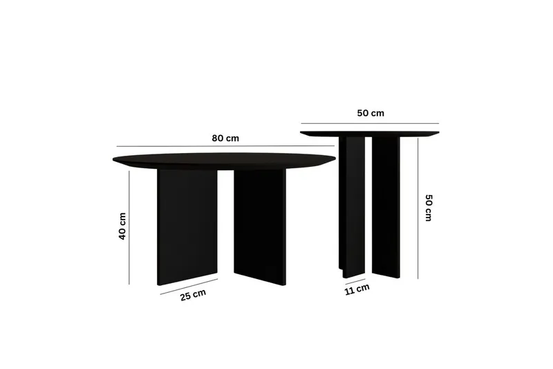 Kaffebordsett Glenure Svart - Svart - Møbler - Bord - Sofabord & salongbord