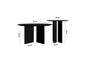 Kaffebordsett Glenure Svart - Svart - Møbler - Bord - Sofabord & salongbord