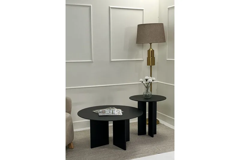 Kaffebordsett Glenure Svart - Svart - Møbler - Bord - Sofabord & salongbord