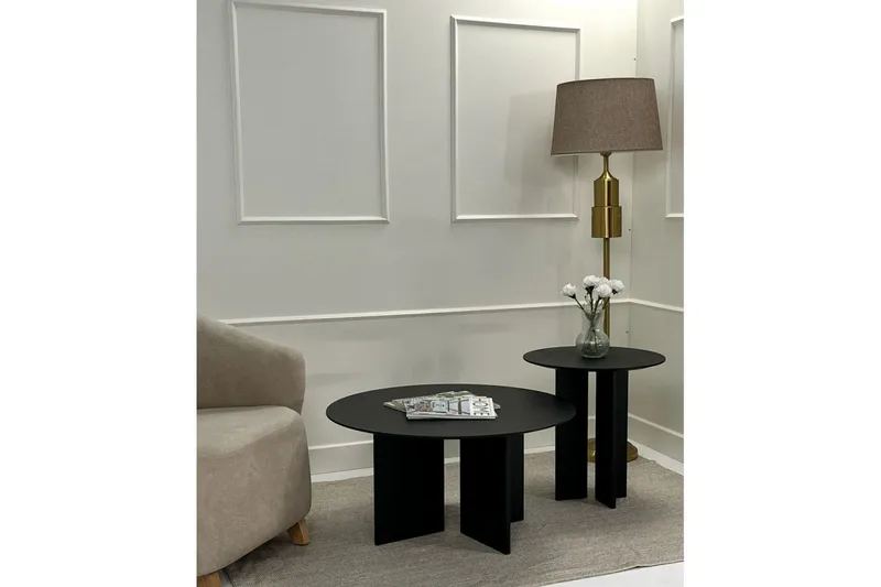 Kaffebordsett Glenure Svart - Svart - Møbler - Bord - Sofabord & salongbord