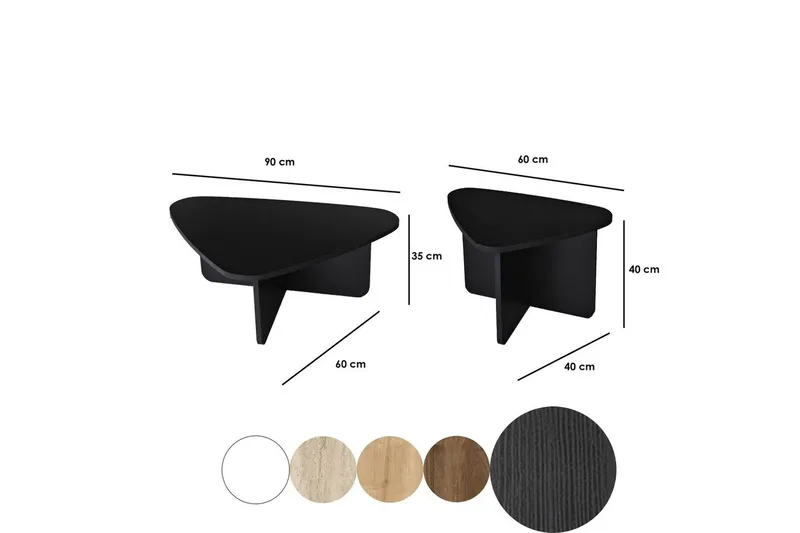 Kaffebordsett Jewa Sett Svart - Svart - Møbler - Bord - Sofabord & salongbord