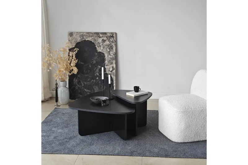 Kaffebordsett Jewa Sett Svart - Svart - Møbler - Bord - Sofabord & salongbord