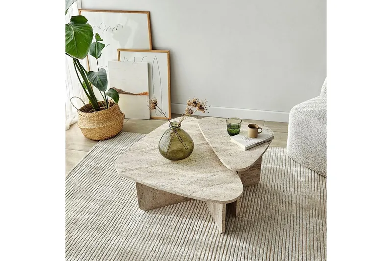 Kaffebordsett Jewa Sett Travertin - Travertin - Møbler - Bord - Sofabord & salongbord