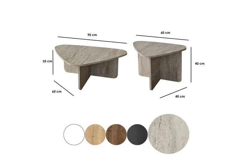 Kaffebordsett Jewa Sett Travertin - Travertin - Møbler - Bord - Sofabord & salongbord