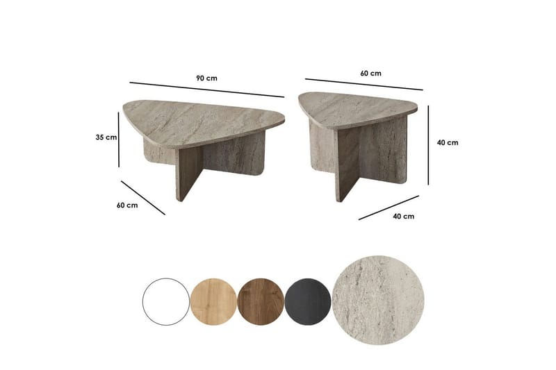 Kaffebordsett Jewa Sett Travertin - Travertin - Møbler - Bord - Sofabord & salongbord