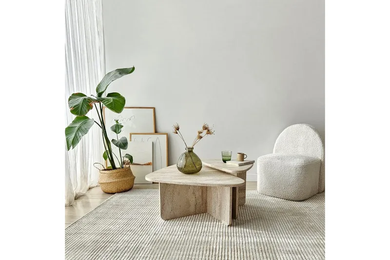 Kaffebordsett Jewa Sett Travertin - Travertin - Møbler - Bord - Sofabord & salongbord