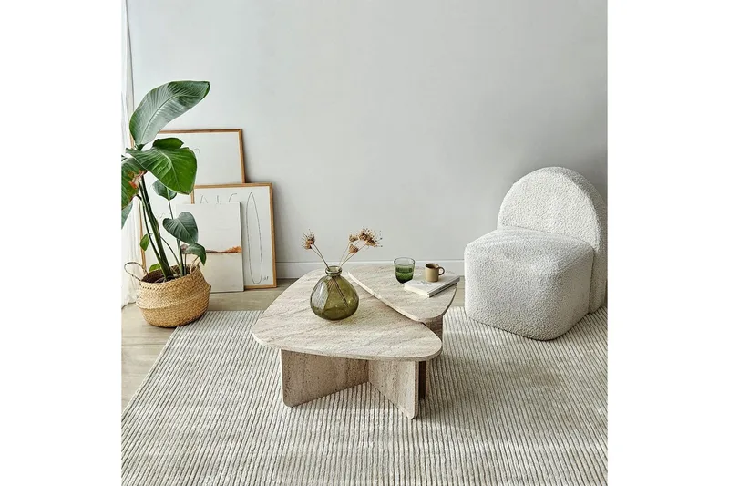 Kaffebordsett Jewa Sett Travertin - Travertin - Møbler - Bord - Sofabord & salongbord
