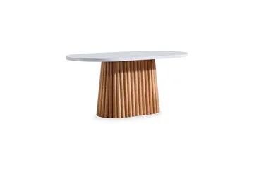 Karamea Spisebord 170 cm Oval - Hvit/Natur - Møbler - Bord - Spisebord & kjøkkenbord