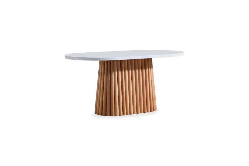 Karamea Spisebord 170 cm Oval - Hvit/Natur - Møbler - Bord - Spisebord & kjøkkenbord