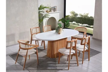 Karamea Spisebord 170 cm Oval - Hvit/Natur - Møbler - Bord - Spisebord & kjøkkenbord