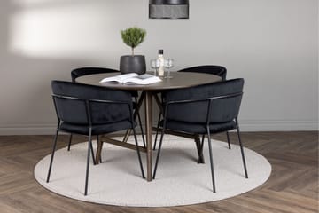Kaseidon Matgruppe 100 cm Rund med 4 Selma Stoler - Mørk brun - Møbler - Bord - Spisegruppe