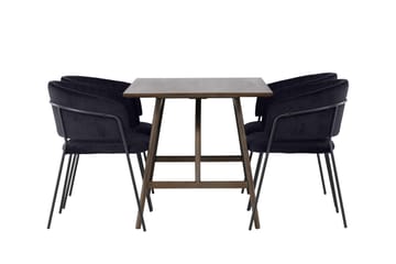 Kaseidon Matgruppe 120 cm Rektangulær med 4 Selma Stoler - Sort - Møbler - Bord - Spisegruppe