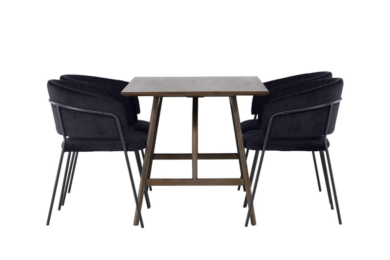 Kaseidon Matgruppe 120 cm Rektangulær med 4 Selma Stoler - Sort - Møbler - Bord - Spisegruppe