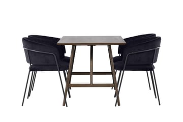 Kaseidon Matgruppe 120 cm Rektangulær med 4 Selma Stoler - Sort - Møbler - Bord - Spisegruppe