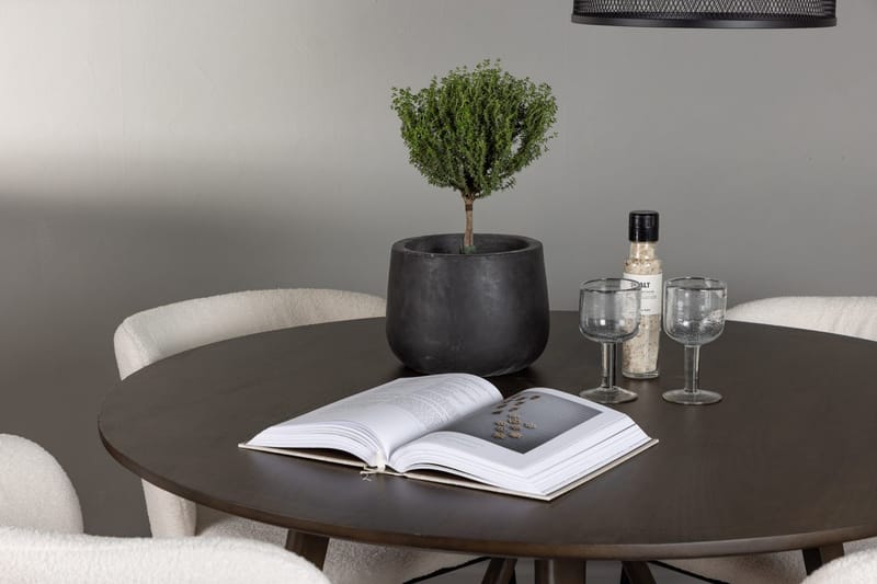 Kaseidon Spisebord 100 cm med 4 Edina Spisestoler - Mørkebrun - Møbler - Bord - Spisegruppe