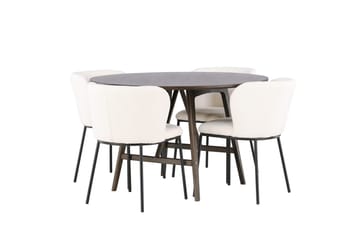Kaseidon Spisebord 100 cm med 4 Edina Spisestoler - Mørkebrun - Møbler - Bord - Spisegruppe