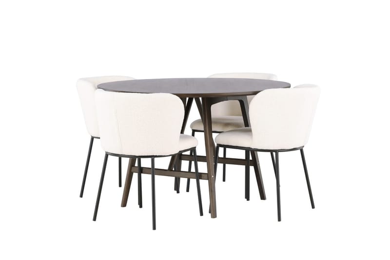 Kaseidon Spisebord 100 cm med 4 Edina Spisestoler - Mørkebrun - Møbler - Bord - Spisegruppe