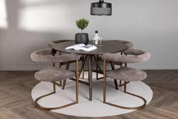 Kaseidon Spisebord 100 cm med 4 Morning Armstoler - Mørkebrun - Møbler - Bord - Spisegruppe