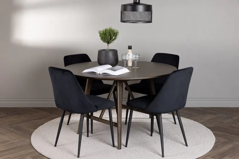 Kaseidon spisebord 100 cm med 4 Night spisestoler