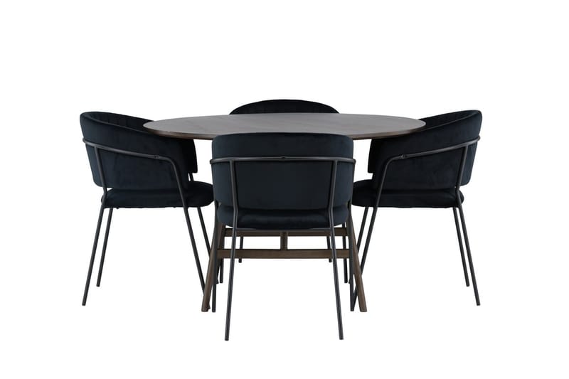 Kaseidon Spisebord 100 cm med 4 Selma Spisestoler - Mørkebrun - Møbler - Bord - Spisegruppe