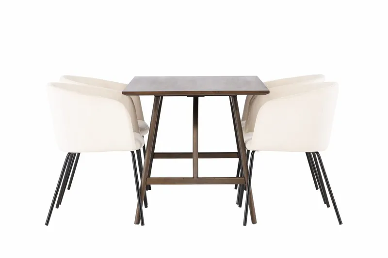 Kaseidon Spisebord 120x80 cm med 4 Berit Armstoler i Fløyel med Armlener
