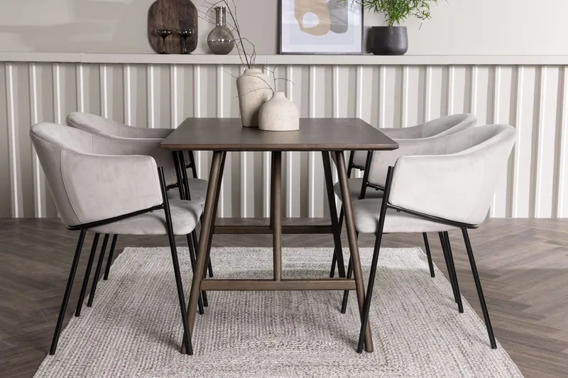 Kaseidon spisebord 120x80 cm med 4 Evelina armstoler