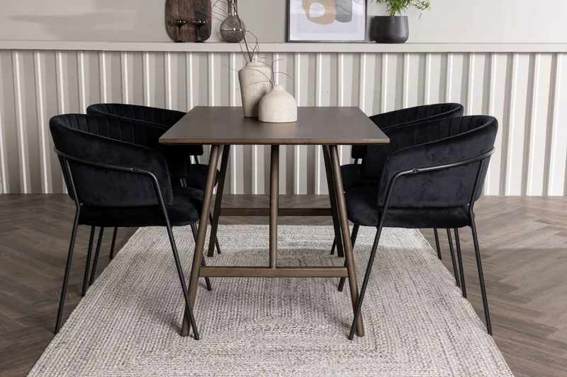 Kaseidon spisebord 120x80 cm med 4 Selma spisestoler