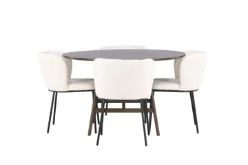 Kaseidon Spisegruppe 100 cm Rund med 4 Edina Stoler - Mørk brun - Møbler - Bord - Spisegruppe