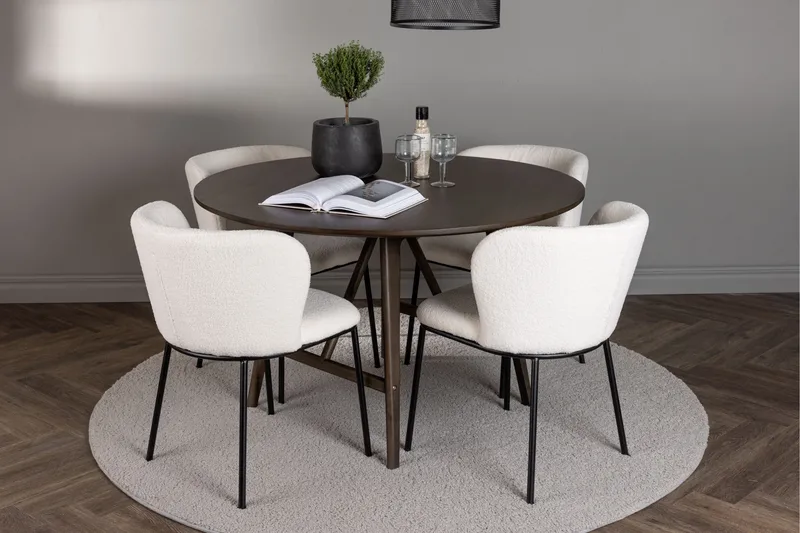 Kaseidon Spisegruppe 100 cm Rund med 4 Edina Stoler - Mørk brun - Møbler - Bord - Spisegruppe