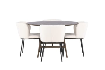 Kaseidon Spisegruppe 100 cm Rund med 4 Edina Stoler - Mørk brun - Møbler - Bord - Spisegruppe