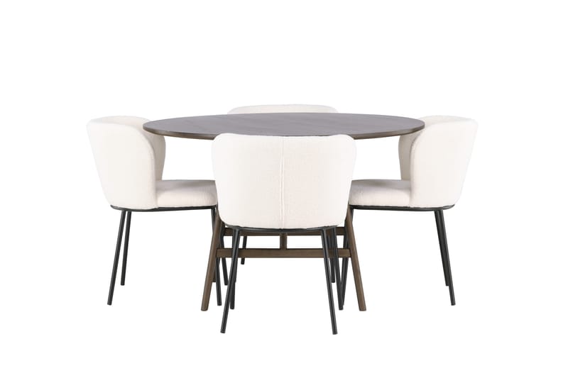 Kaseidon Spisegruppe 100 cm Rund med 4 Edina Stoler - Mørk brun - Møbler - Bord - Spisegruppe