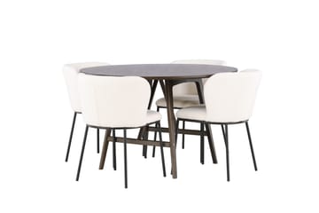 Kaseidon Spisegruppe 100 cm Rund med 4 Edina Stoler - Mørk brun - Møbler - Bord - Spisegruppe