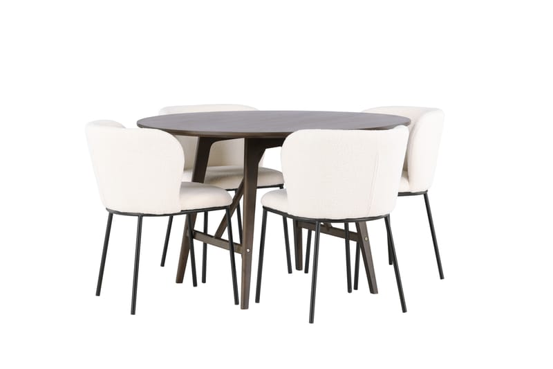 Kaseidon Spisegruppe 100 cm Rund med 4 Edina Stoler - Mørk brun - Møbler - Bord - Spisegruppe