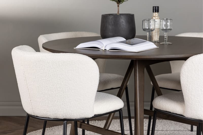 Kaseidon Spisegruppe 100 cm Rund med 4 Edina Stoler - Mørk brun - Møbler - Bord - Spisegruppe