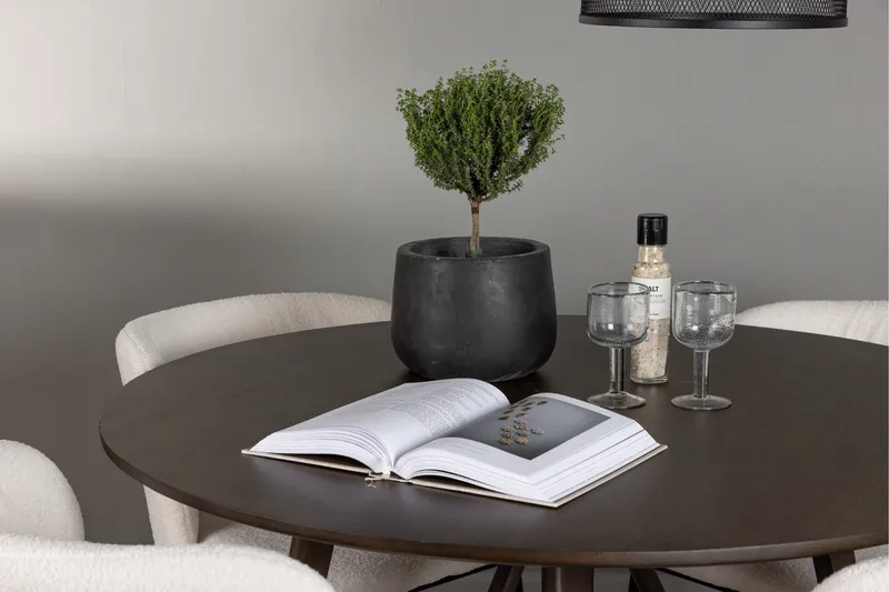 Kaseidon Spisegruppe 100 cm Rund med 4 Edina Stoler - Mørk brun - Møbler - Bord - Spisegruppe