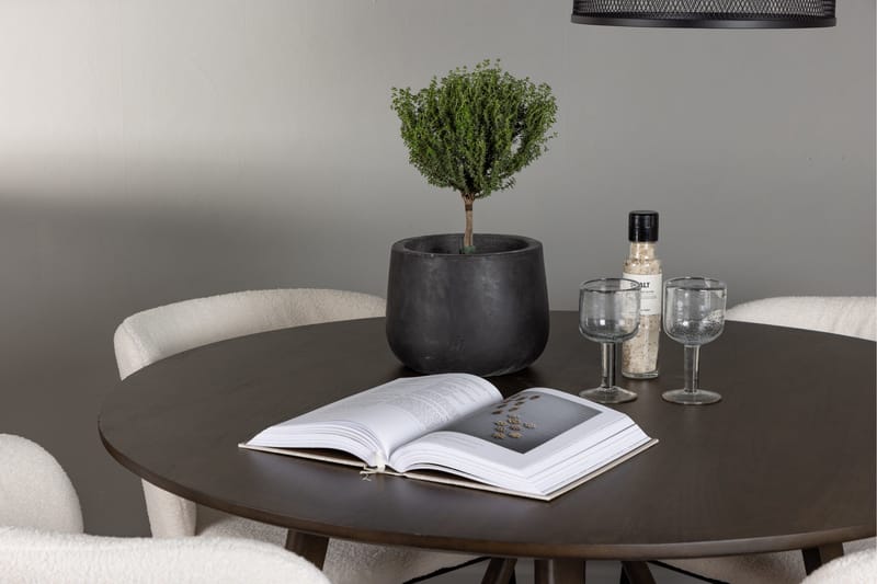 Kaseidon Spisegruppe 100 cm Rund med 4 Edina Stoler - Mørk brun - Møbler - Bord - Spisegruppe