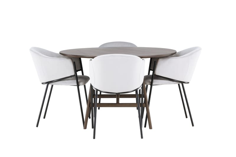 Kaseidon Spisegruppe 100 cm Rund med 4 Evelina Stoler, Sort